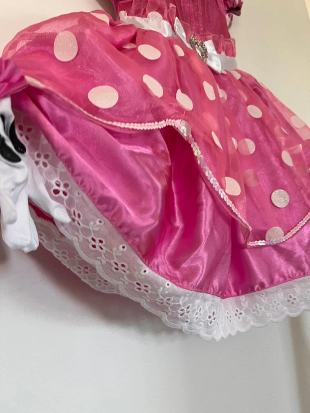 Disney Minnie 3t Pink Polka Dot Girls' Costume Dress with Bow